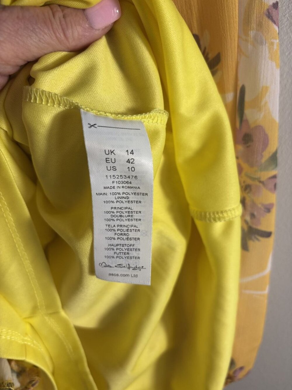 Yellow Floral Long Sleeve Wrap Ruffled Chiffon Romper By Miss Selfridge Size 10 - Picture 8 of 10